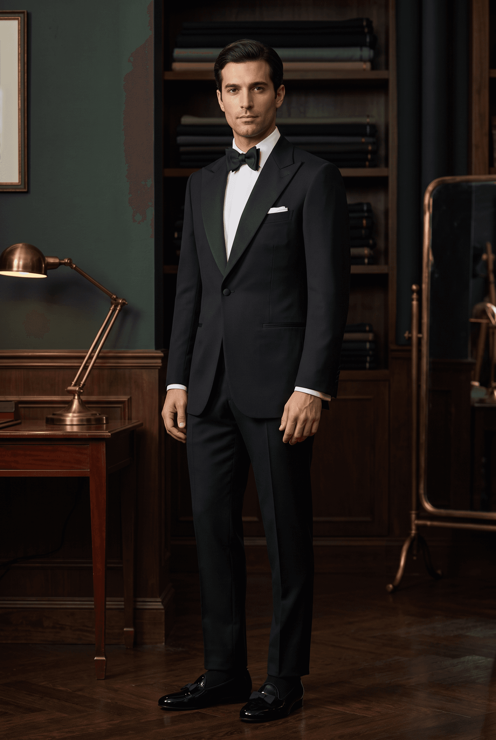 Groom in a single-breasted dinner jacket